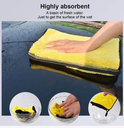 Car Wash Towels Cleaning Cloth Absorbent Dry Cloth General Purpose Microfiber Towel Thickened Yellow 30/40/60cm