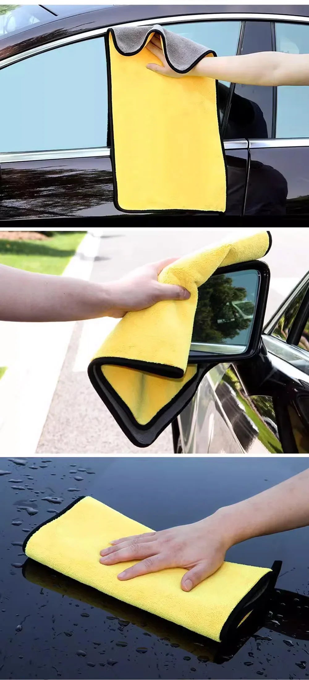 Car Wash Towels Cleaning Cloth Absorbent Dry Cloth General Purpose Microfiber Towel Thickened Yellow 30/40/60cm