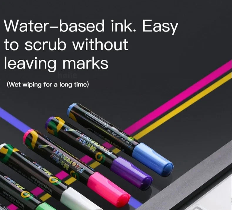 8 Color/set LED Highlighter Fluorescent Marker Pens Erasable