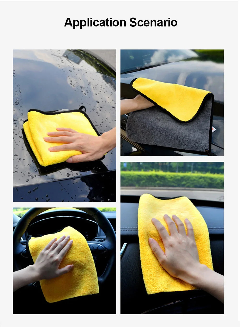 Car Wash Towels Cleaning Cloth Absorbent Dry Cloth General Purpose Microfiber Towel Thickened Yellow 30/40/60cm